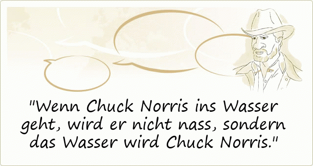 Wenn Chuck Norris ins Wasser geht, wird er nicht nass, sondern das Wasser wird Chuck Norris.